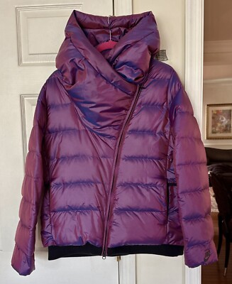 Nike Down Fill Iridescent Hooded Full Zip Puffer Jacket Large Purple Lined