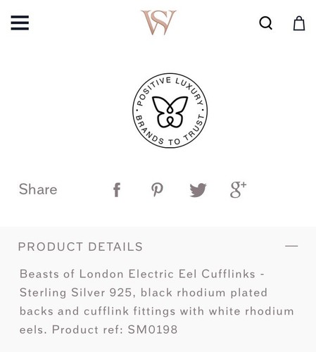 Stephen Webster Beasts Of London Electric Eel cufflinks Black Rhodium $595 - Picture 4 of 4