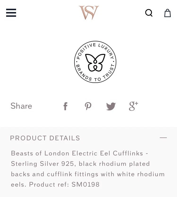 Stephen Webster Beasts Of London Electric Eel cufflinks Black Rhodium $595 - Image 4 of 4