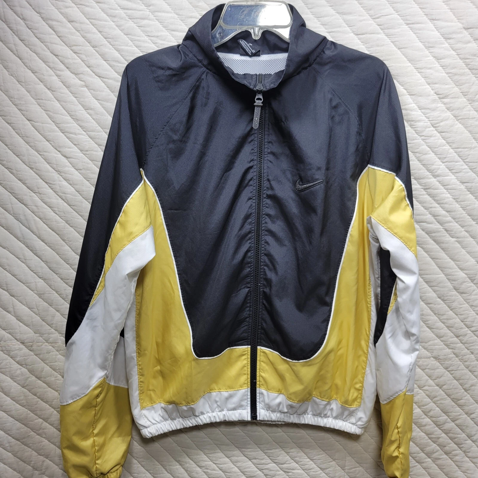Nike Jacket Mens Small Running Neon Yellow/Black Windbreaker Mesh Lined
