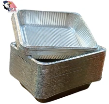 [30 Pack] Half-Size 9" x 13" Aluminum Pans Deep Steam Disposable Regular Weight