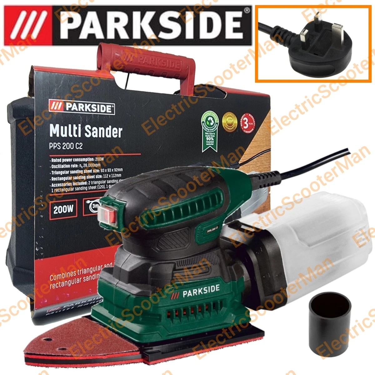 Parkside 200W Electric Power Multi Sander With Case Sanding