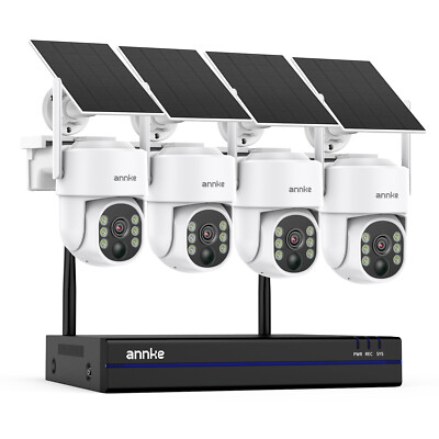 ANNKE 4MP Wireless PT Security IP Camera System Wifi Solar Battery Two Way Audio