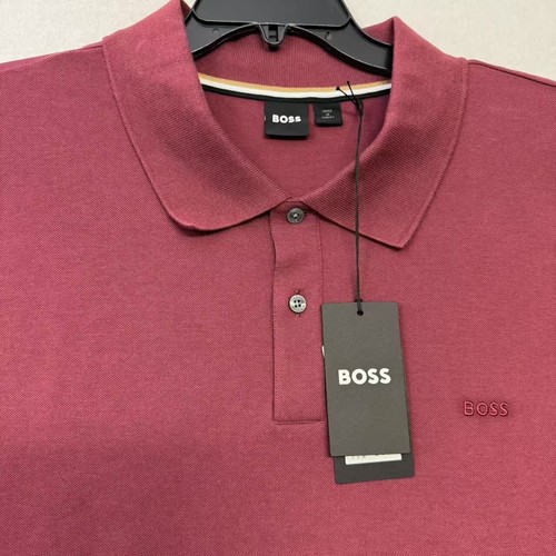 HUGO BOSS Men Polo Shirt Dark Red Short Sleeve Phillipson Mesh 5XL NWT $128 - Picture 2 of 7