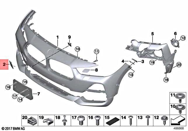 Genuine BMW F39 X2 16d 18d 18dX 18i Cover Towing Lug Front Primed  