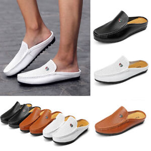 men's casual shoes slip on hollow leather loafers