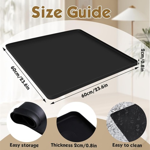 Mini Fridge Silicone Drip Mat with Raised Edges, 23.6" X 23.6" X 0.8" Silicone F - Picture 9 of 12