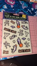 Amscan Halloween Glow In The Dark Tattoos Ghost Skeletons 1 Sheet Nee Pack