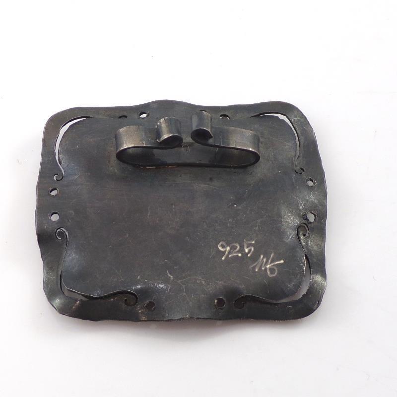 Vintage Sterling Silver Patchwork Quilt Fabric Sc… - image 2