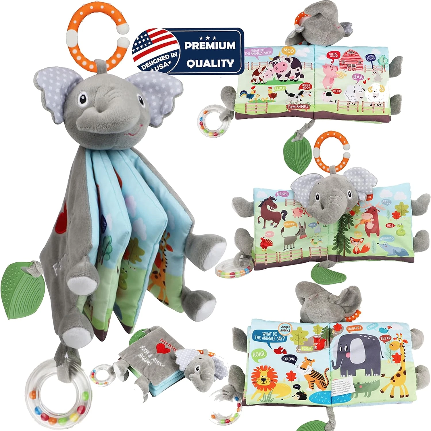Libros para bebés lephant Touch and Feel, juguetes de 0 a 6 meses.