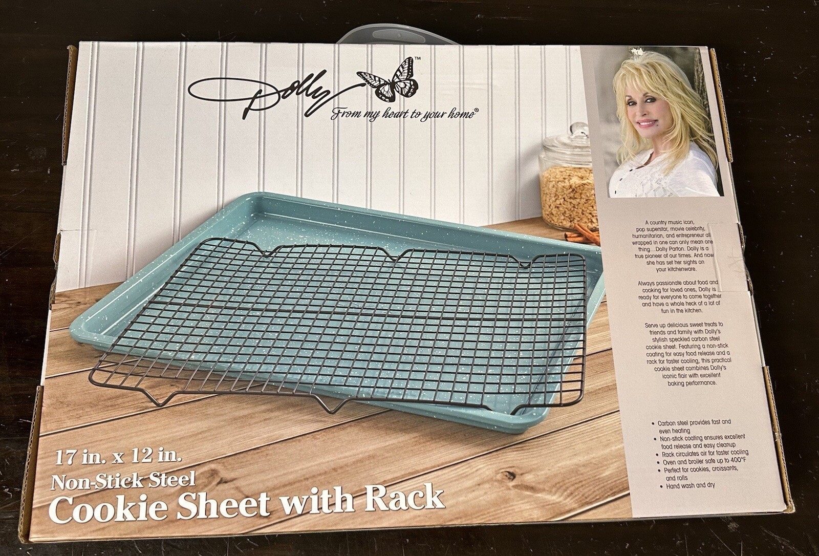Dolly Parton Cookie Baking Sheet NonStick Steel 17" with Rack NIB