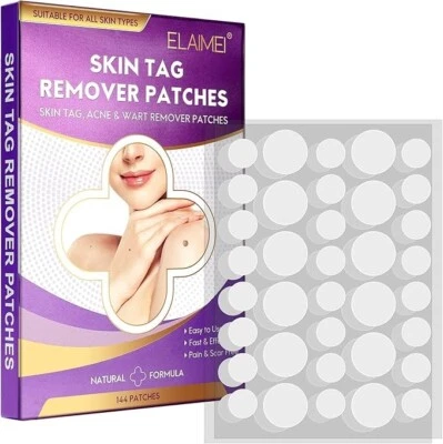 ELAIMEI 144 Skin Tag Dermal Removal Patches Natural, Safe & Easy Remove Skin Tags & Acne