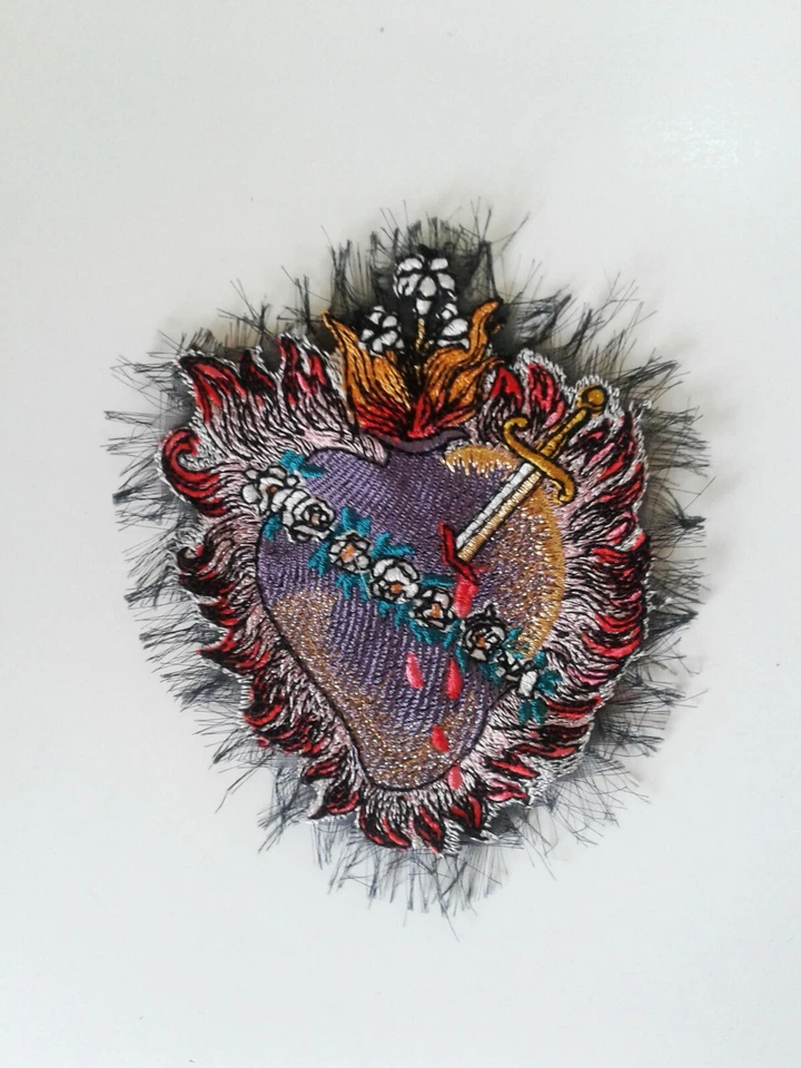 Parche bordado grande hecho a mano Sacred Heart Milagro Foto 4 de 4