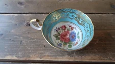 Antique Flower Floral Tea Cup by John Aynsley 3.75"
