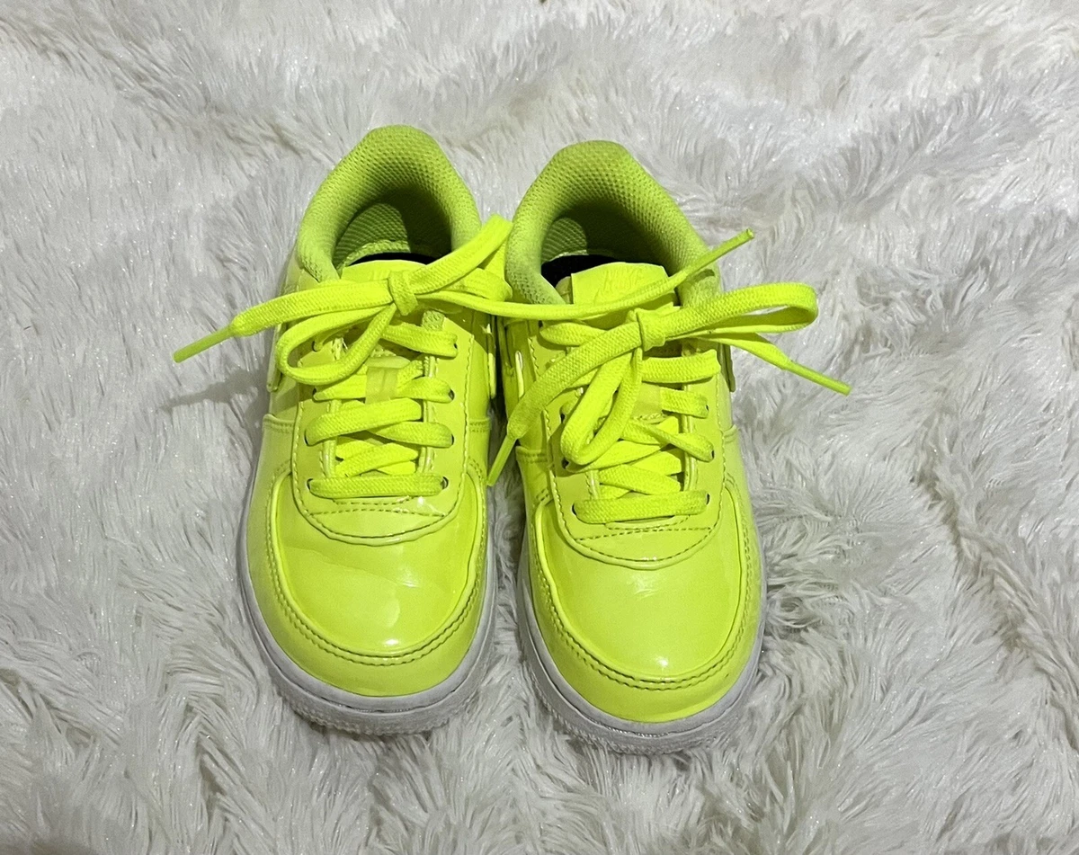 Nike Air Force 1 VOLT Neon Yellow LV8 UV TD, Size 9c