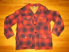 SAFTBAK Vtg 50s 40s Red Buffalo Plaid Black Lumberjack Hunting jacket mackinaw M