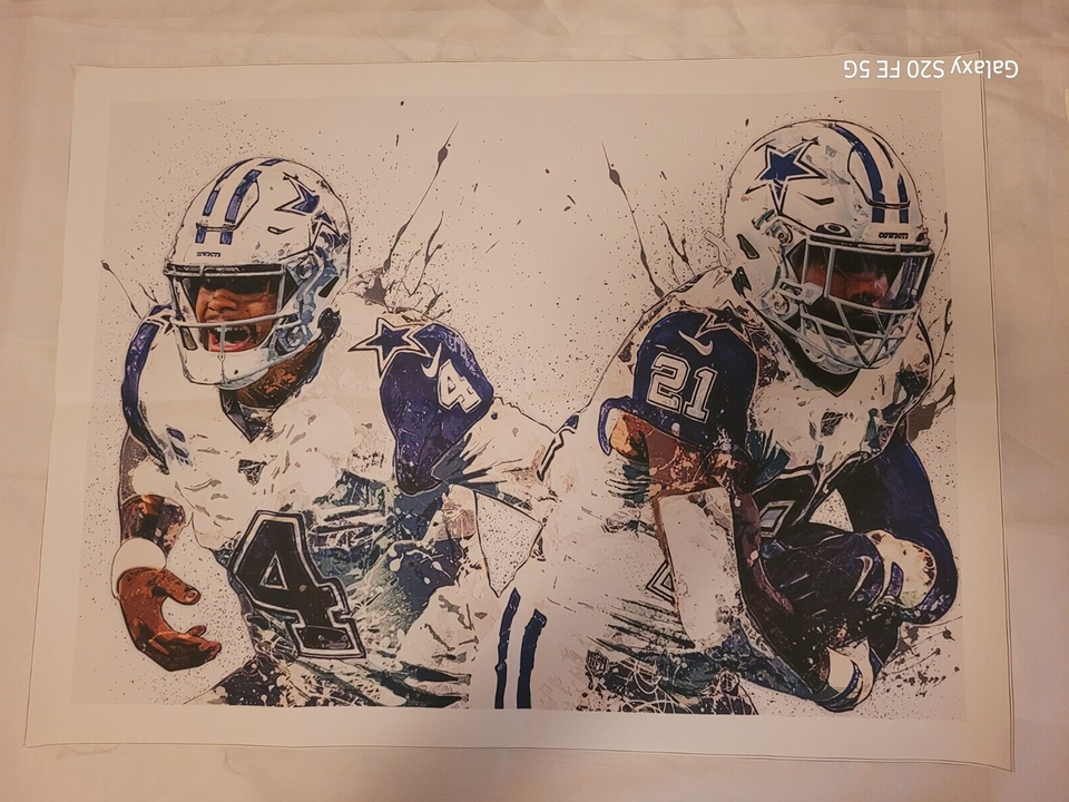 Dak Presott & Ezekiel Elliot Canvas Wall Art 22" X 29.5" Beautiful