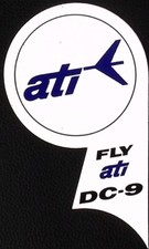 Vintage ATI Fly ati DC-9 Air Transport International Sticker Luggage Label 4"