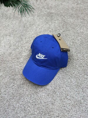 Nike Hat Medium/Large M/L Cotton Club Blue Strapback Move To Zero Spell Out NWT