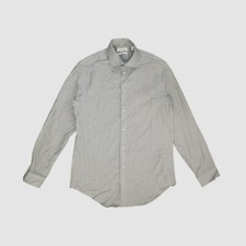 Calvin Klein Men Slim-Fit Gray White Stretch Long-Sleeve Dress Shirt 15.5 32/33