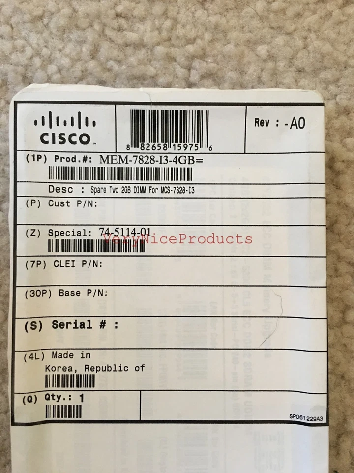 NEW MEM-7828-I3-4GB 4GB 2X2GB Memory Spare Two 2GB DIMM for Cisco MCS 7828-I3 - Image 2 of 3