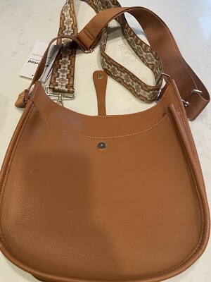 ahdorned messenger Crossbody TAN bag guitar straps vegan leather