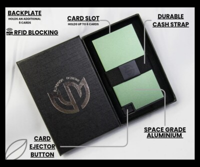 Minimalist Aluminum Card Holder, Expandable Backplate, 12 Cards,RFID Blocking 