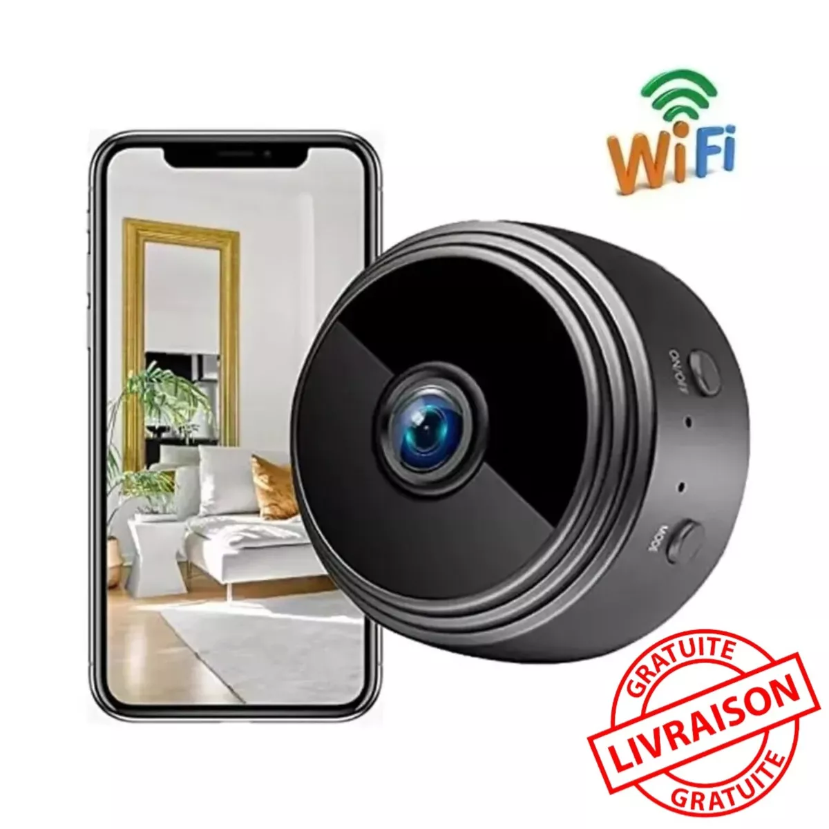 Mini caméra espion IP de surveillance Wifi, sans fil discrète, 1080p,  Vision nocturne, magnétique, polyvalent