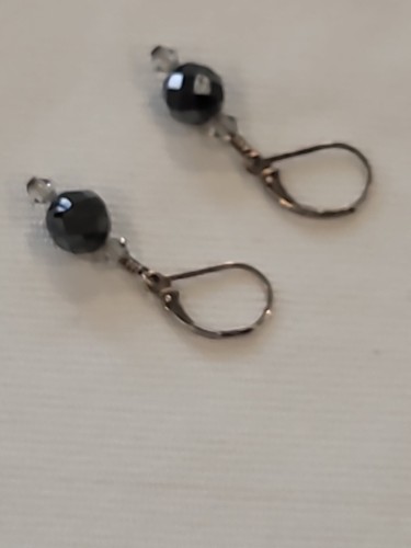 Perlen Ohrringe Handarbeit Sterling Silber 925 dunkelgrau Kristall facettierte Perlen - Bild 5 von 19