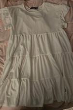 nasty gal us 2 small white babydoll short sleeve tier dress