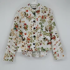 Disney Alice Through the Looking Glass Jacket Womens Small White Floral Boho