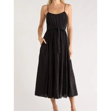 Ulla Johnson Cerise Clip Dot Lace Party Midi Dress Noir Black Boho NEW - 0