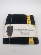 Anne Cole Women's Swimsuit Cover Up V-Neck Tie front Black Size M/L