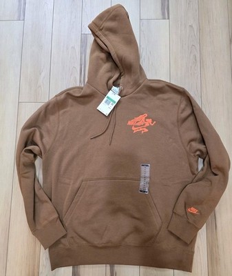 Men's NIKE CLUB FLEECE PULLOVER VICTORY HOODIE BRITISH TAN FZ0903 281 Size XL