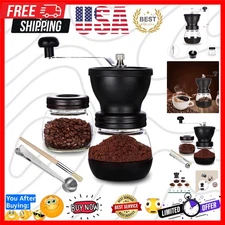 Manual Coffee Bean Grinder with Ceramic Burr, Hand Coffee Grinder Mill Small ...