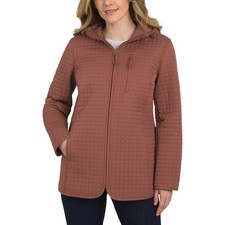 NWT Women's Lands' End Quilted Jacket Hood Full-Zip Pockets Lightweight Size M