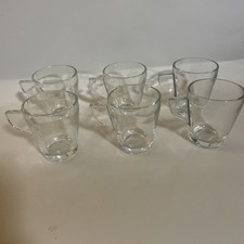 Glass Espresso Cups Set 6 Solid Handles Art Deco Style  Coffee Glasses