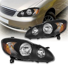 For 2003-2008 Toyota Corolla Replacement Headlights Black Headlamps Leftright