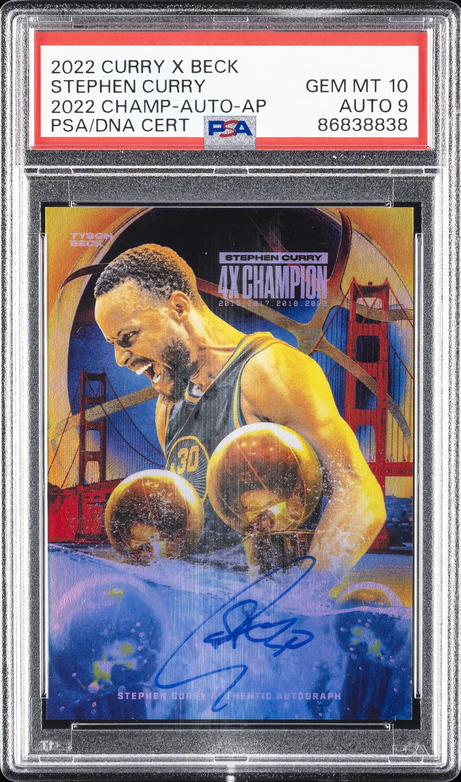 STEPHEN CURRY 2022 X TYSON BECK 3/22 PSA 10 AUTO 9 