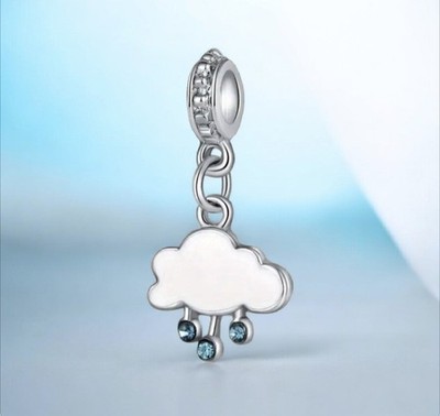 Handgefertigter Regenwolke Anhänger mit blauem Kristall für Armbänder und Halsketten