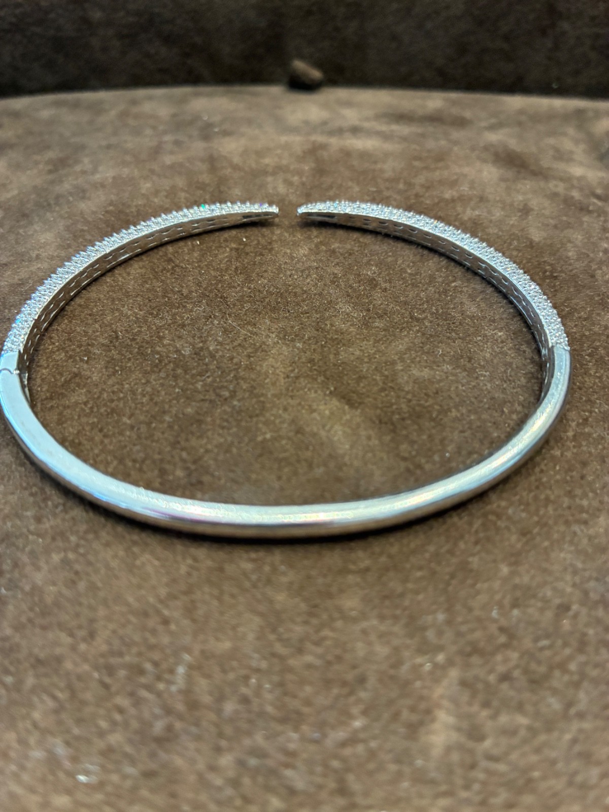 DIAMONIQUE Open Pave Bangle Bracelet, Sterling Si… - image 2