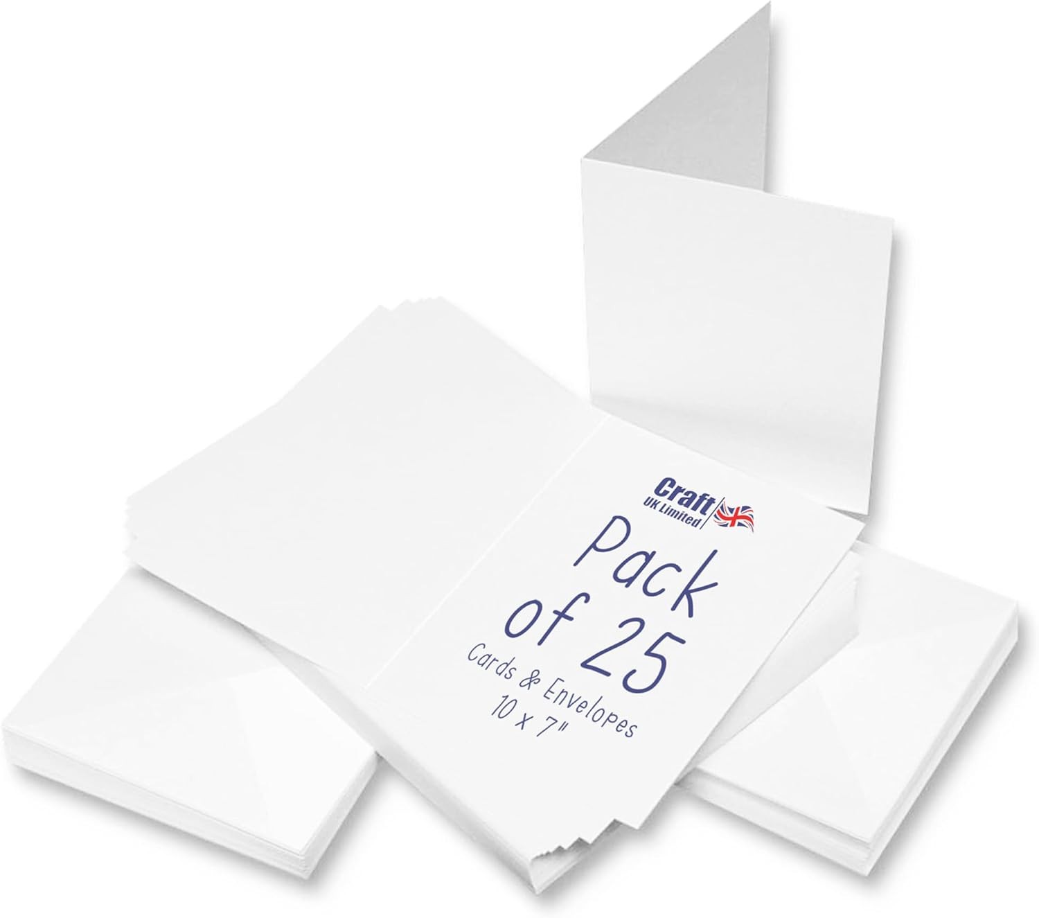 Craft UK, 25 Blank Cards and Envelopes for Card Making, Made in the UK, Lasting