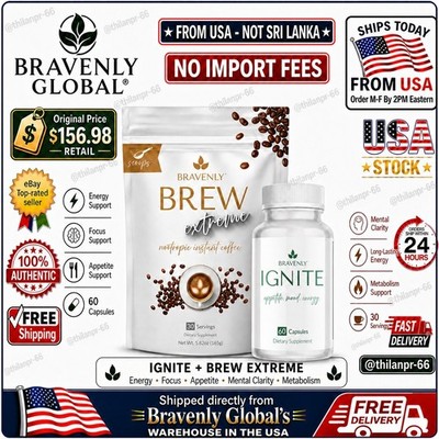 Bravenly Accelerate Duo Brew Extreme Ignite Energy Focus New Bundle Authentic 