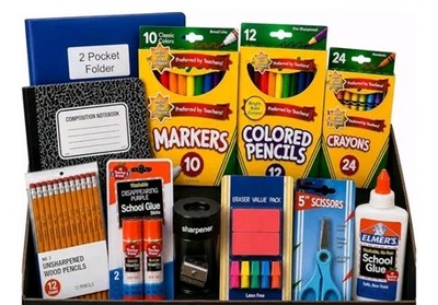Back To School Pack Elementary School Supplies Pencils Markers Folders Notebook