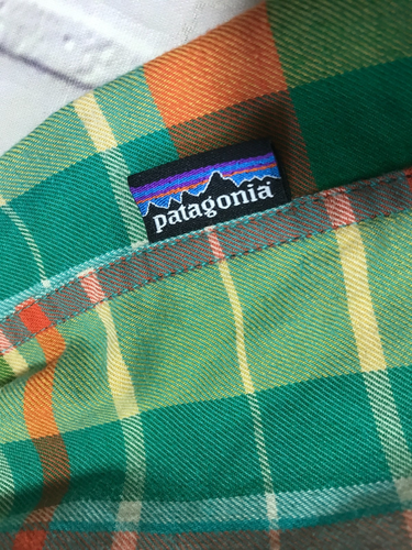 Patagonia Buckshot Flannel Shirt Size Medium Blue Green Orange Organic Cotton - Picture 9 of 13