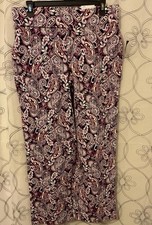 Lands End Womens Starfish Mid-rise Straight Leg More Deep Sea Navy Paisley XS/P