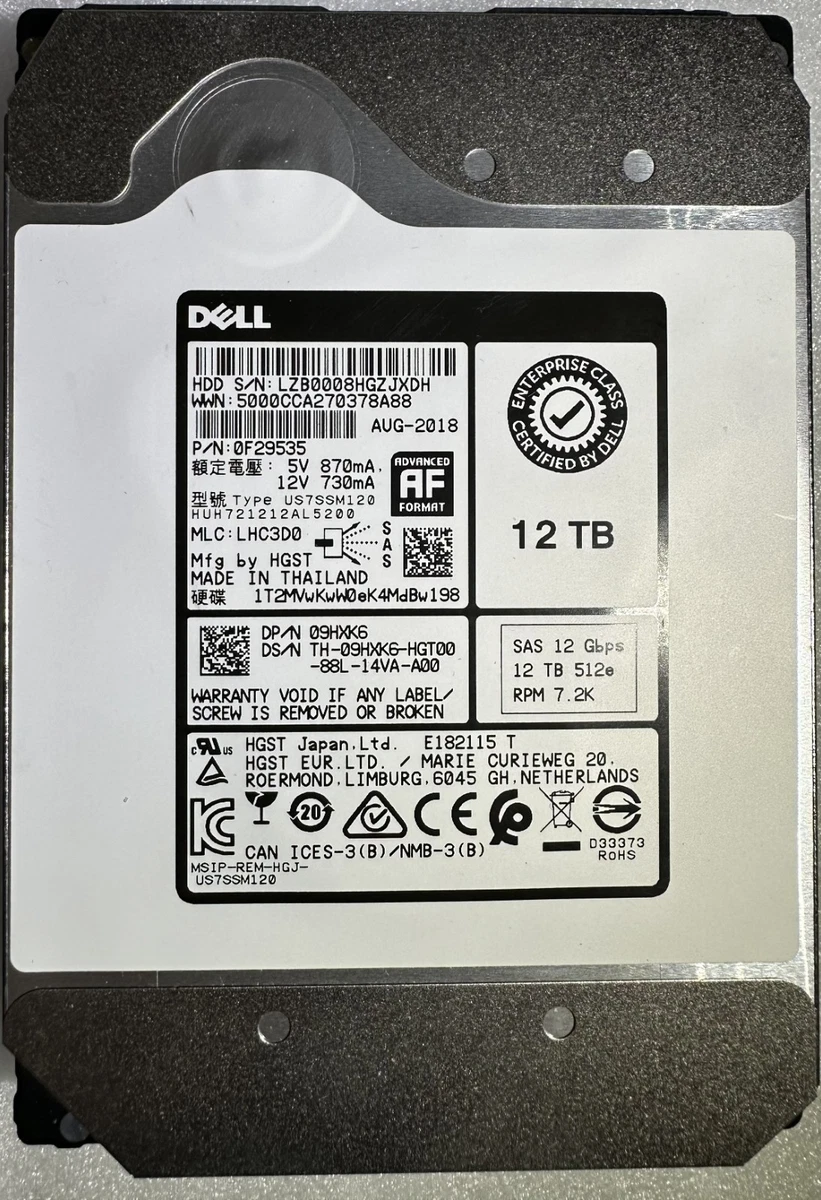 25+ SAS Internal Hard Disk Drives 12 TB Storage Capacity for sale