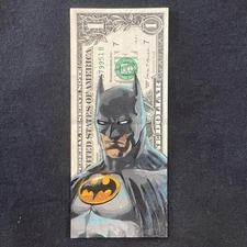Batman 1 Dollar Bill painting DC comic art Graffiti Art Street Art