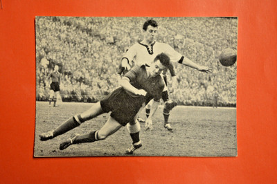 De Jonge Fußball Sportbilder 1959-Deutschland-Belgien ungeklebt HANDCUT Schäfer