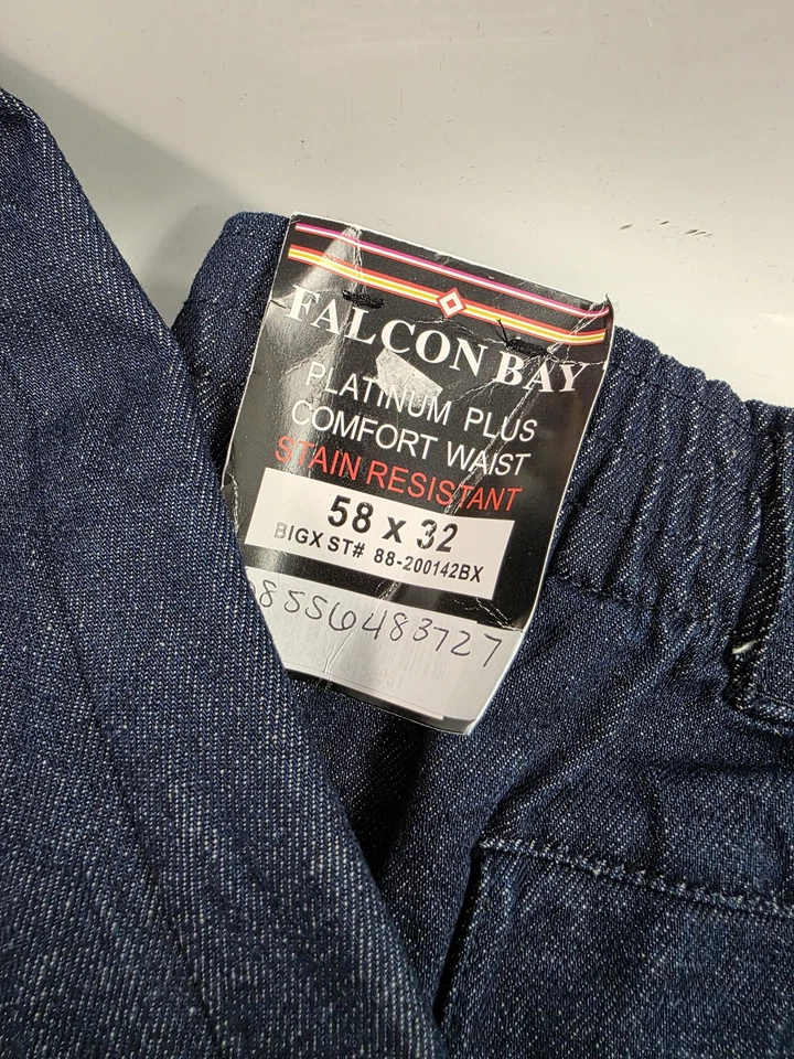 Falcon Bay Jeans Mens 58x32 Blue Denim Platinum Plus Comfort Waist Big Tall - Image 2 of 4